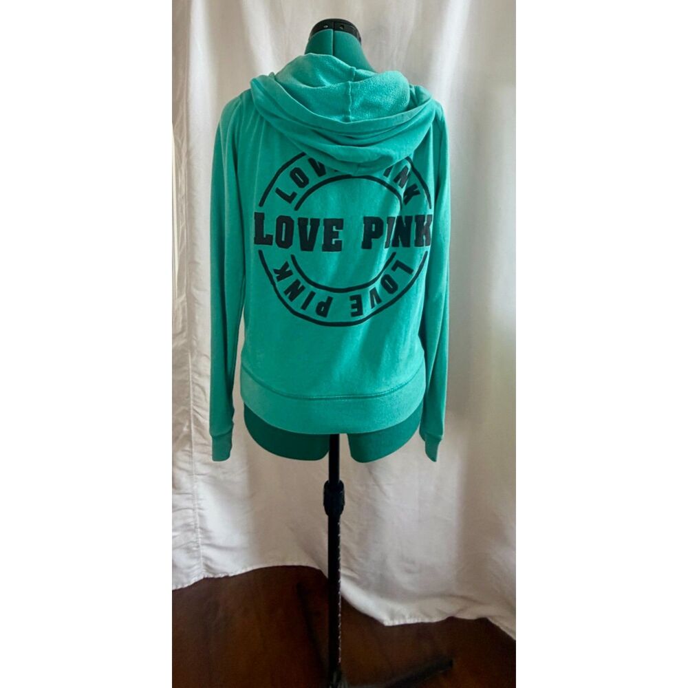 Vintage Victoria's Secret PINK teal green zip up hoodie